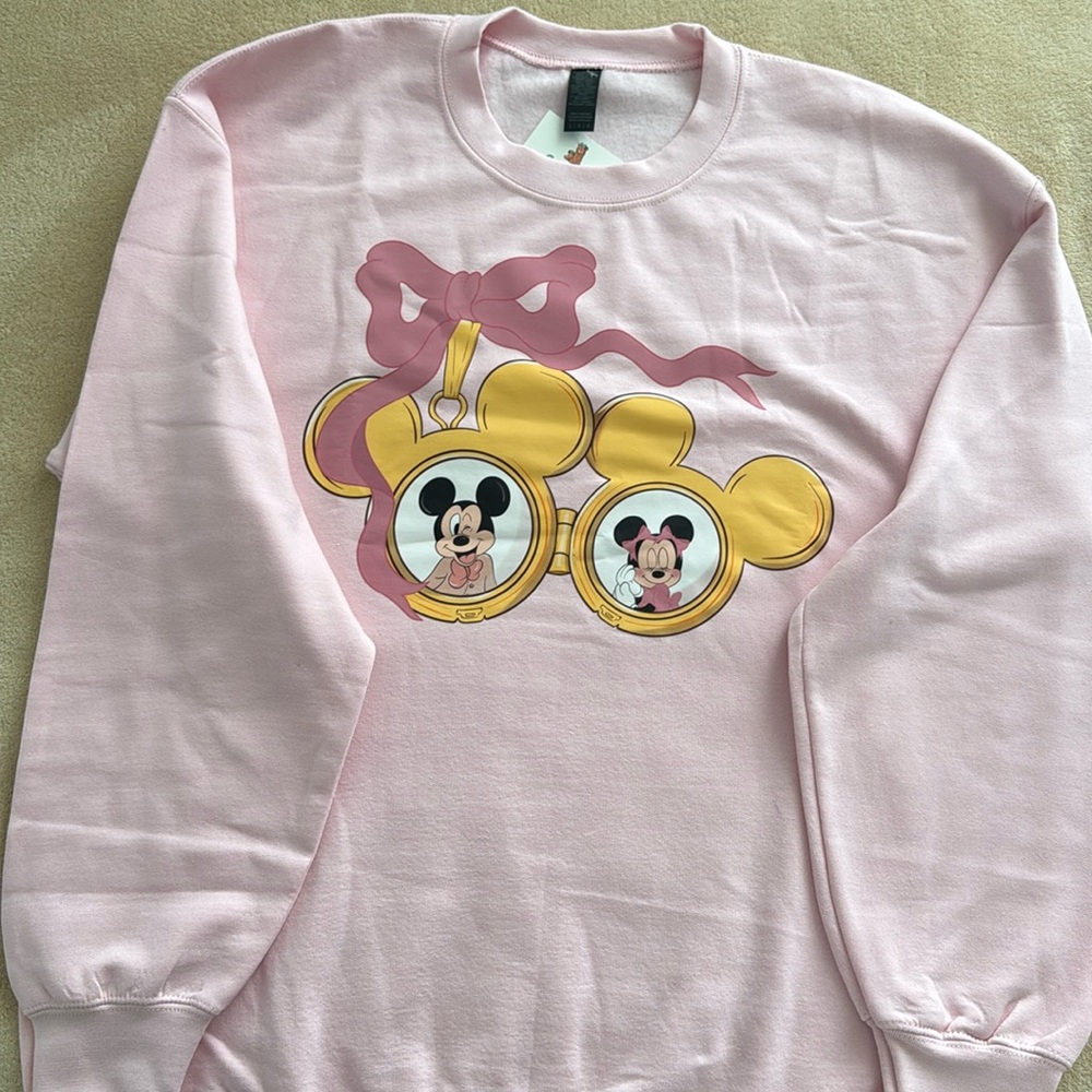 Disney Mickey & Minnie Bow Locket Sweatshirt NTW PINK